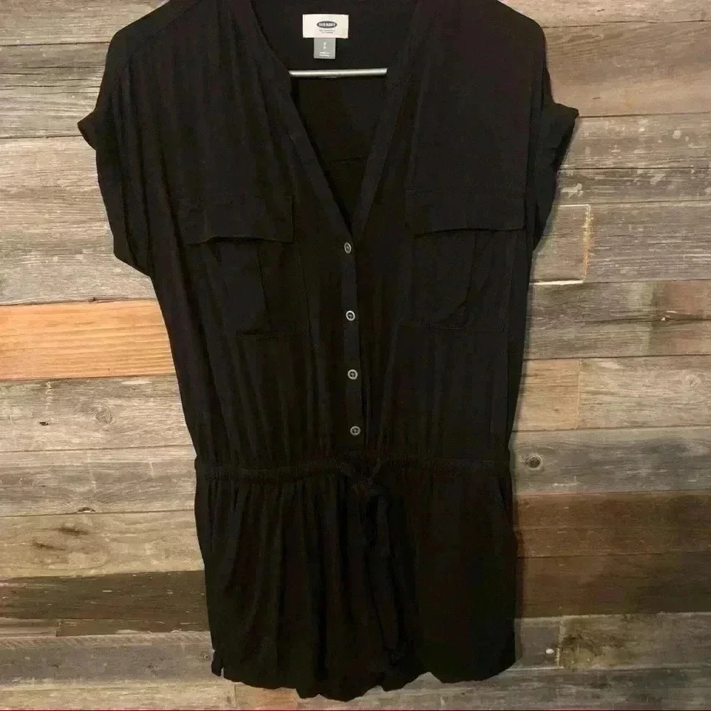 Old Navy Buttoned Tie Waist Romper Small Rayon
